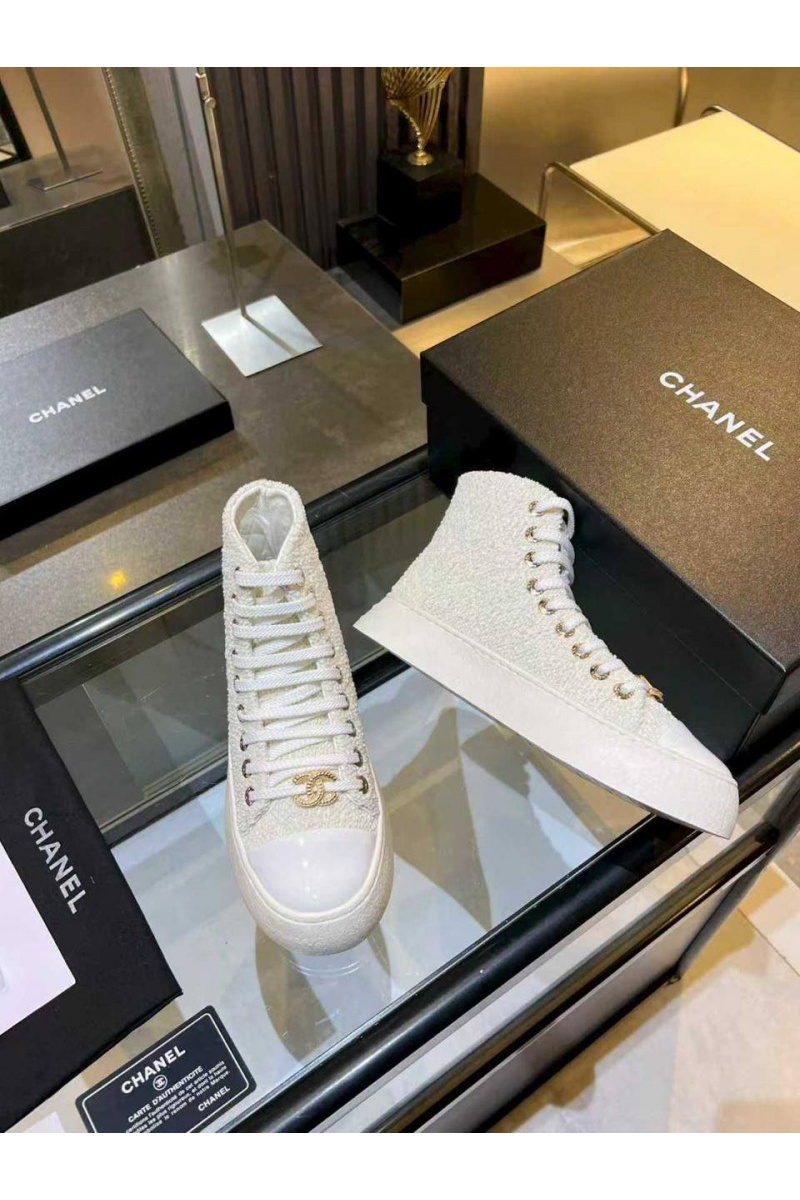 Chаnеl Женские комбинированные кроссовки High Top premium