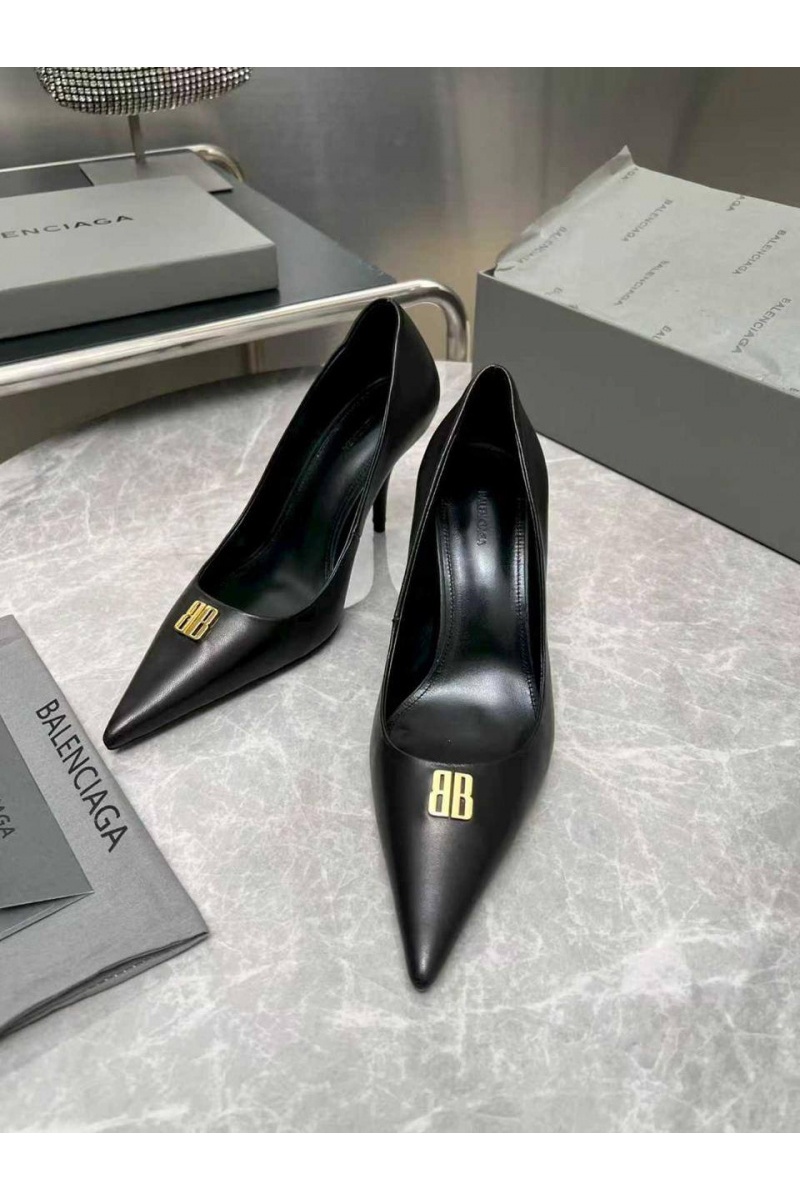 Balenciaga Женские кожаные туфли на каблуке premium