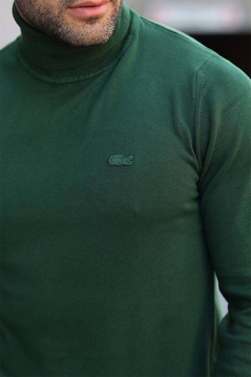 Lacoste Мужская зелёная водолазка logo-patch 