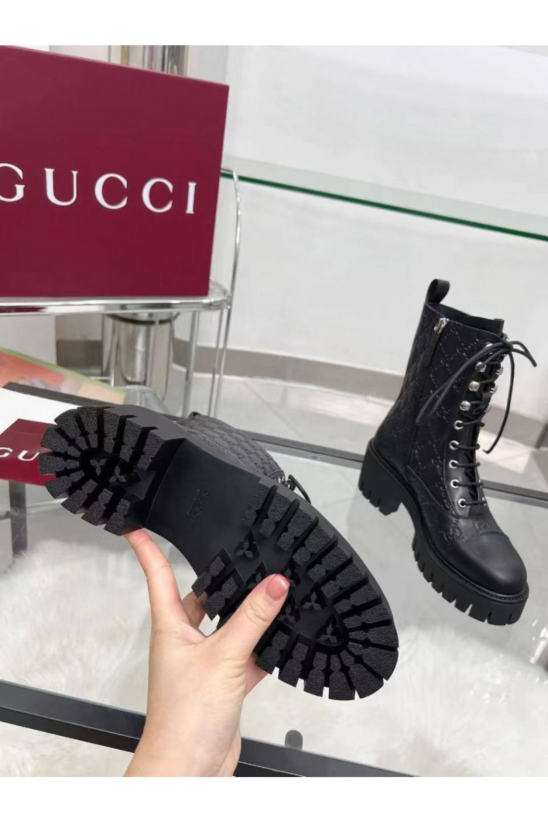 Gucci Женские кожаные ботинки Double G