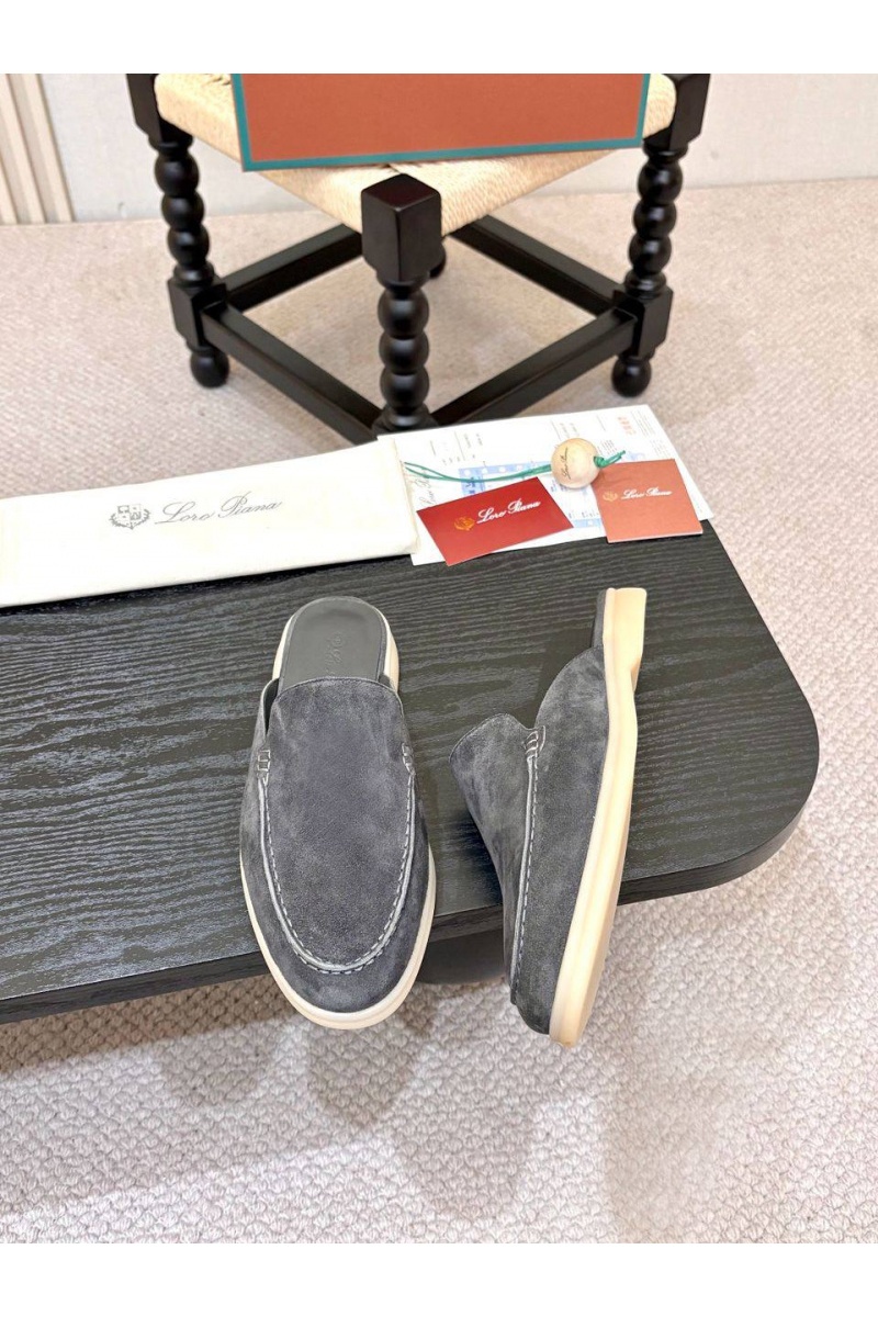 Loro Piana Мужские замшевые шлёпанцы