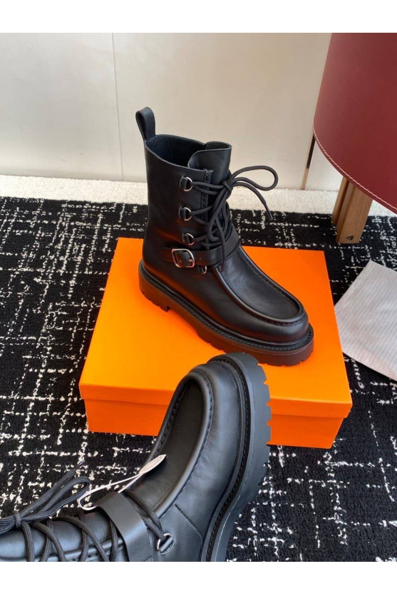 Hermes Женские кожаные ботинки Land Ankle premium