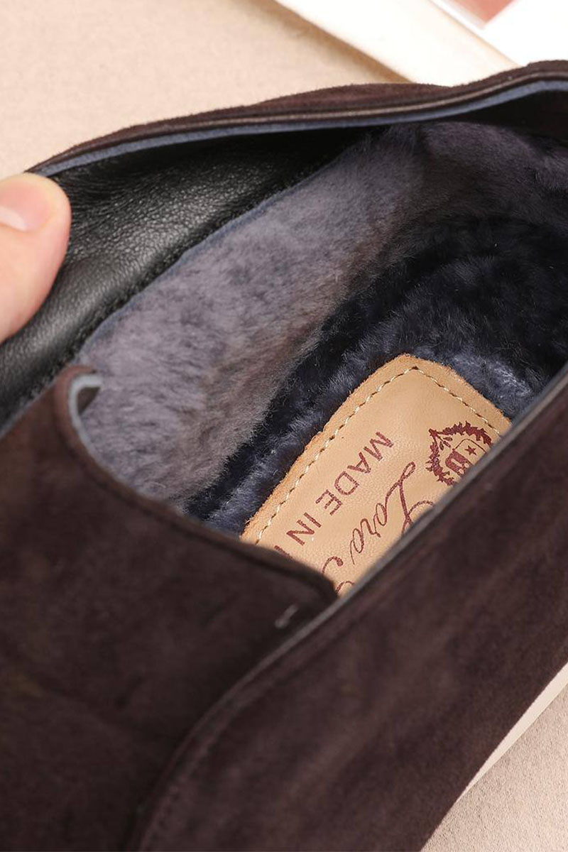 Loro Piana Замшевые лоферы с мехом Open Walk - Brown