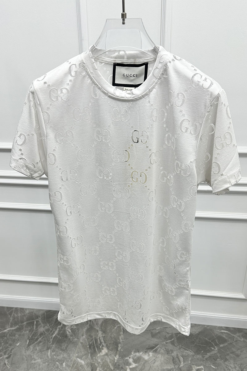 Gucci Мужская белая футболка GG Logo All-over