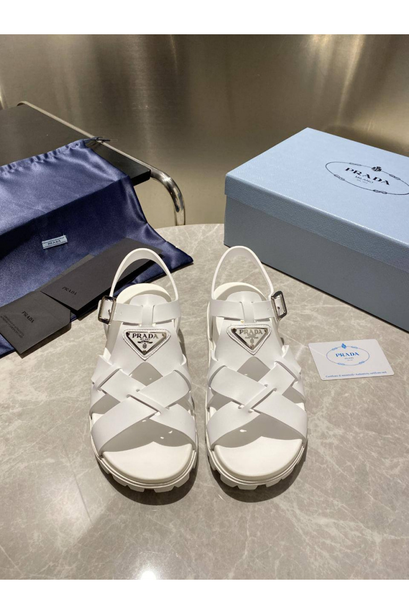 Prada Женские кожаные сандалии Monolith - White