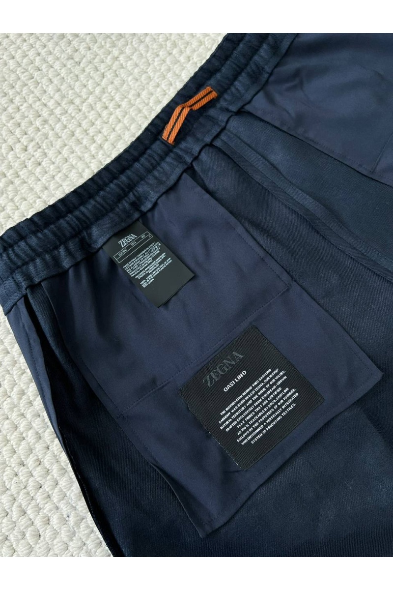 Zegna Льняные шорты тёмно-синего цвета premium