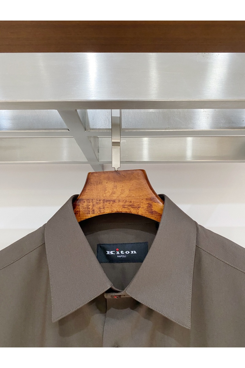 Kiton Мужская коричневая рубашка premium