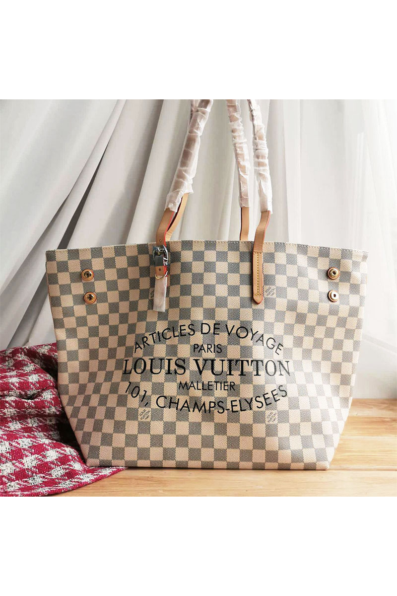 Lоuis Vuittоn Женская кожаная сумка Neverfull Articles de Voyage 45x31 см (2 расцветки)