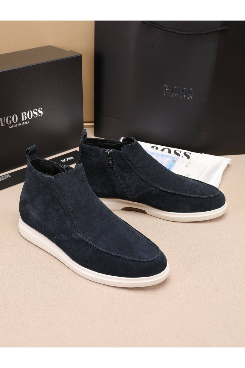 Hugо Воss Замшевые лоферы с мехом high-top - Navy