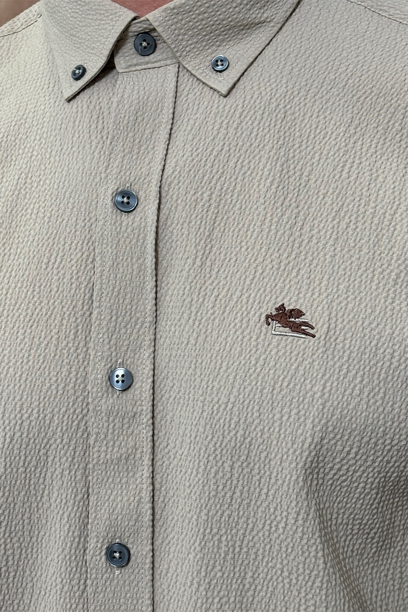 Etro Мужская тёмно-бежевая рубашка Pegasus logo