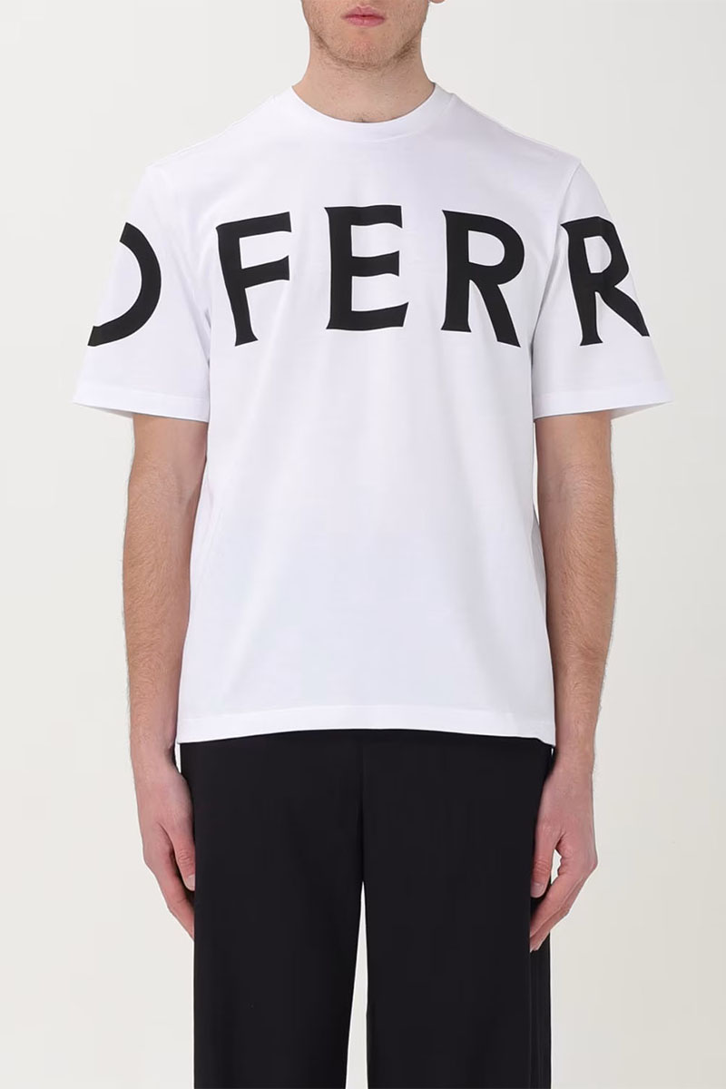 Salvatore Ferragamo Мужская белая футболка logo-print 