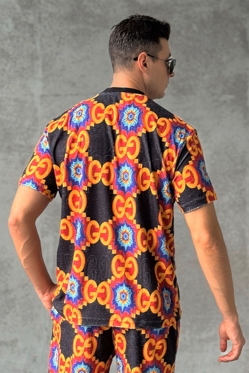Gucci Брендовая мужская футболка GG logo all-over