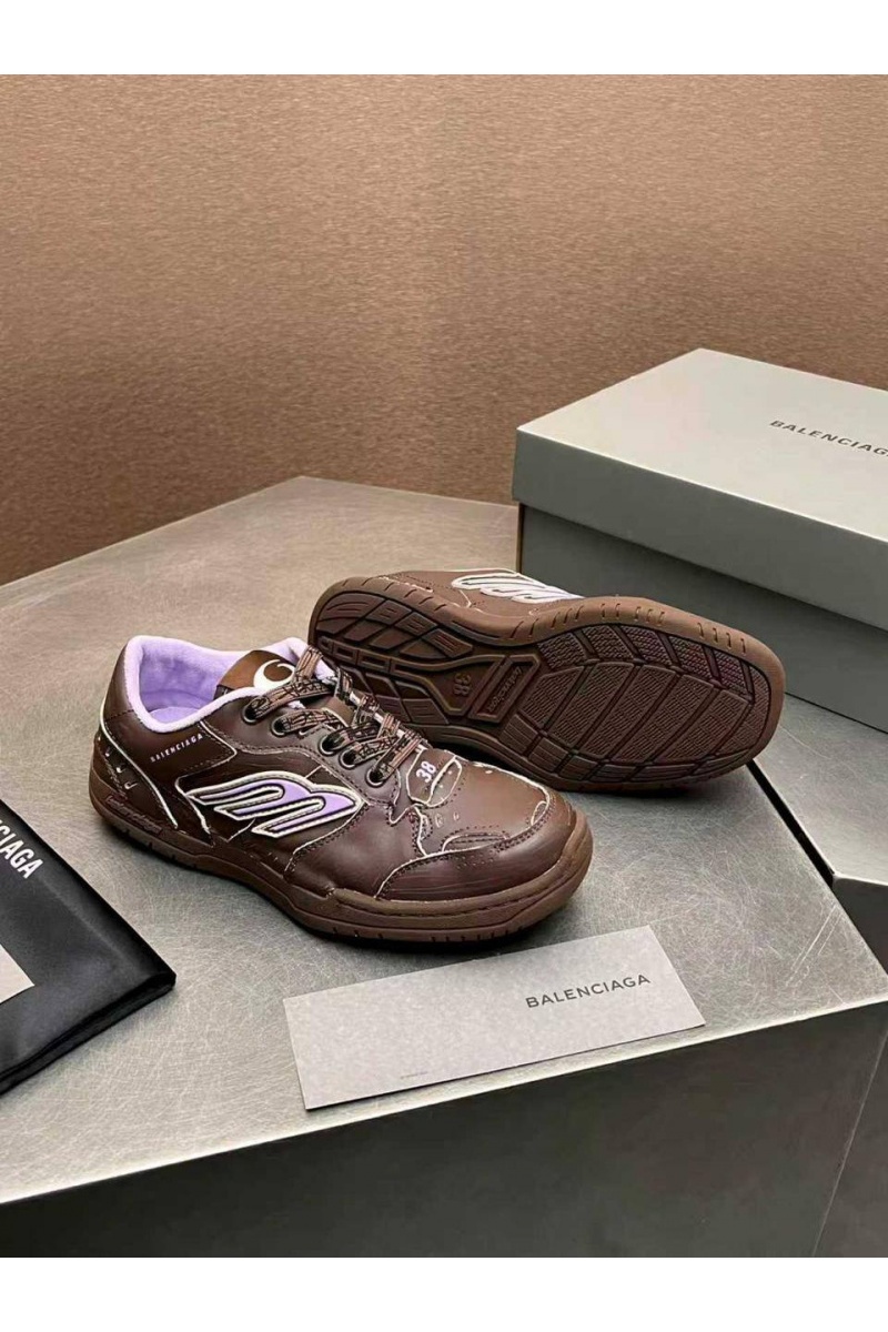 Balenciaga Женские кожаные кроссовки Hamptons Worn-Out premium