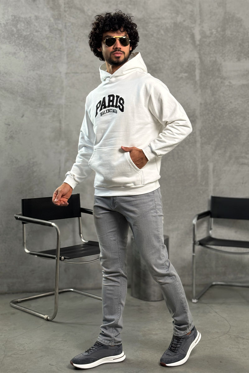 Balenciaga Белое худи Paris logo-embroidered