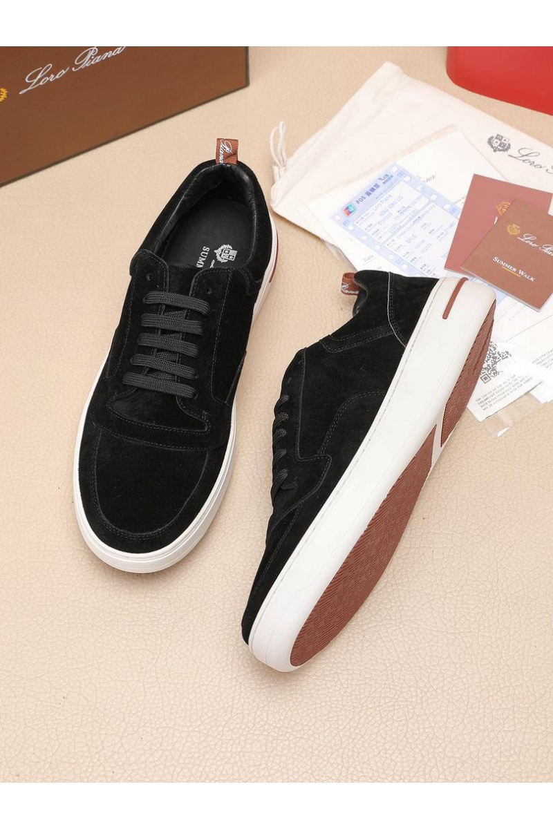 Loro Piana Мужские замшевые кроссовки Newport - Black