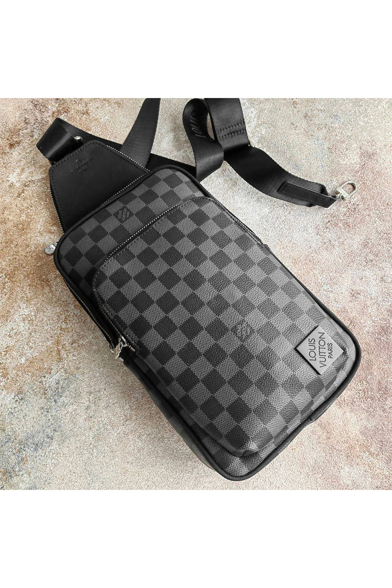 Lоuis Vuittоn Кожаная сумка Avenue Sling Damier Graphite 30x18 см