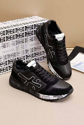 Комбинированные кроссовки с мехом low-top - Black