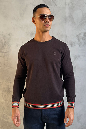 Мужской джемпер TB logo embroidered - Brown