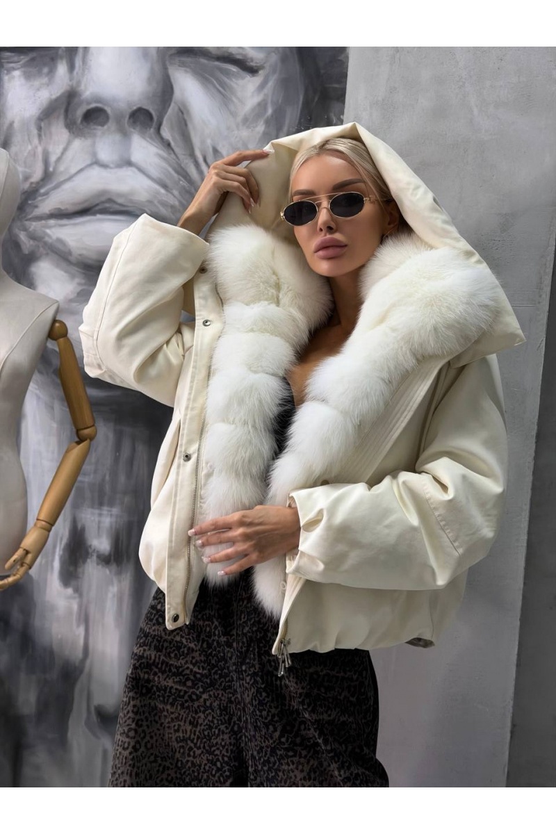 Max Mara Женский бомбер с натуральным мехом premium