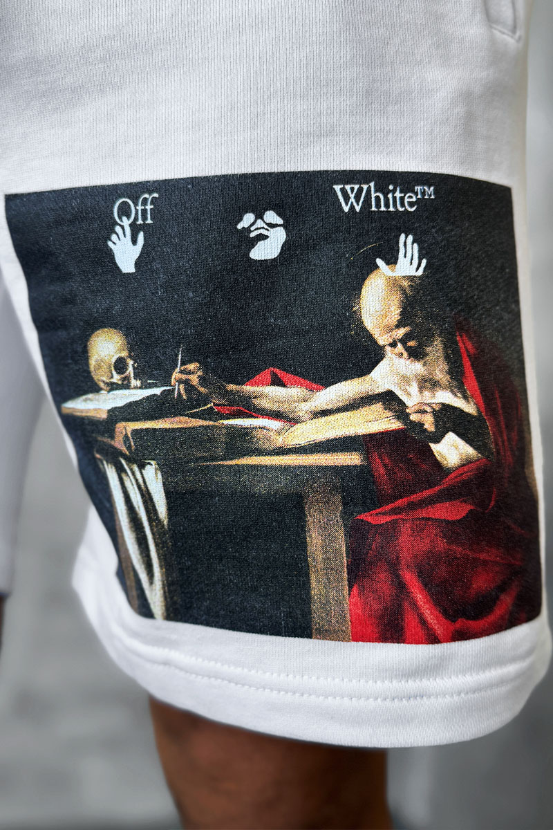 Off-White Мужские белые шорты Caravaggio Print 