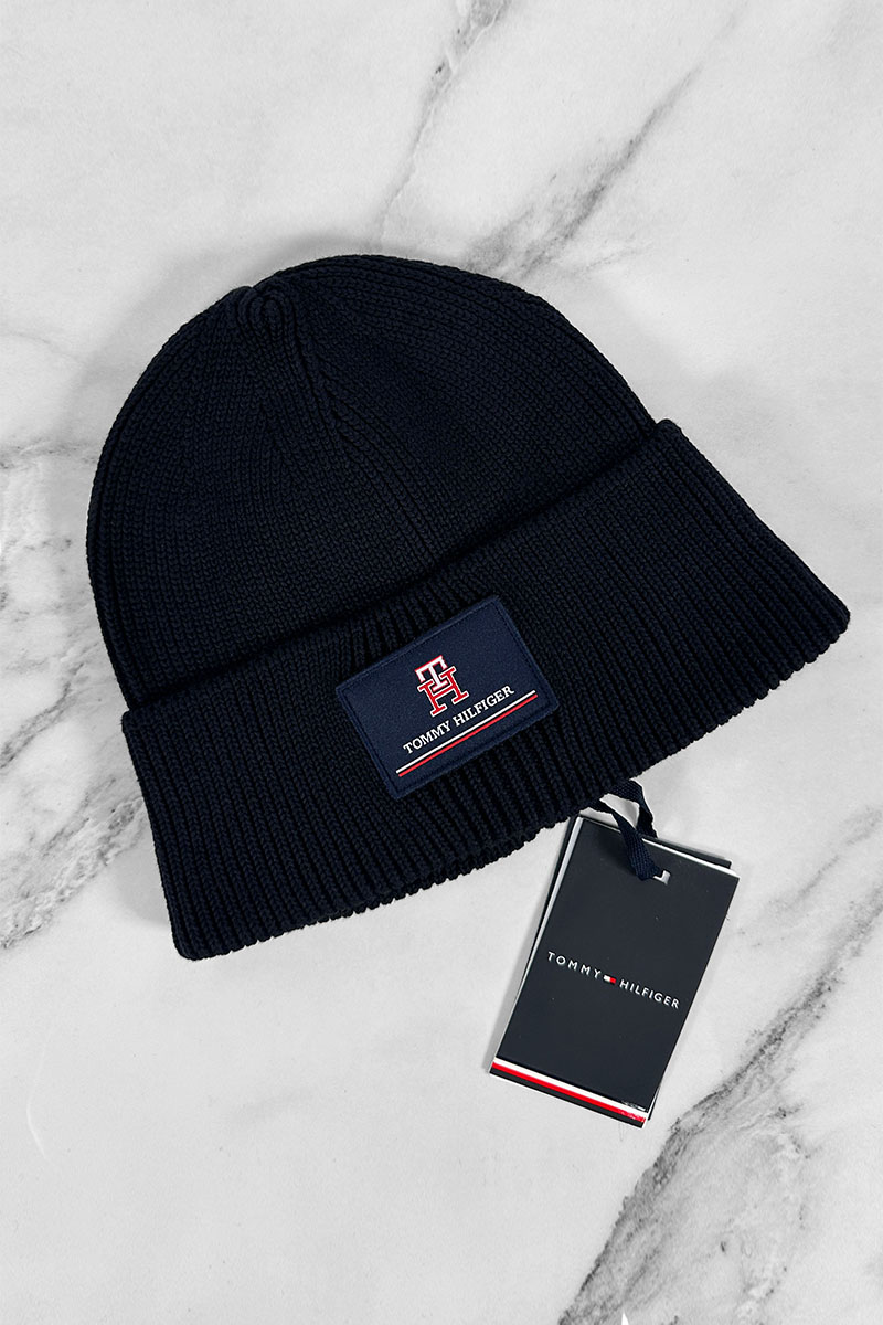 Tommy Hilfiger Мужская тёмно-синяя шапка logo-patch