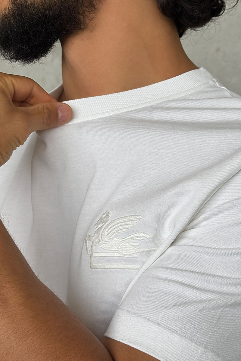 Etro Футболка белого цвета Pegaso embroidery 