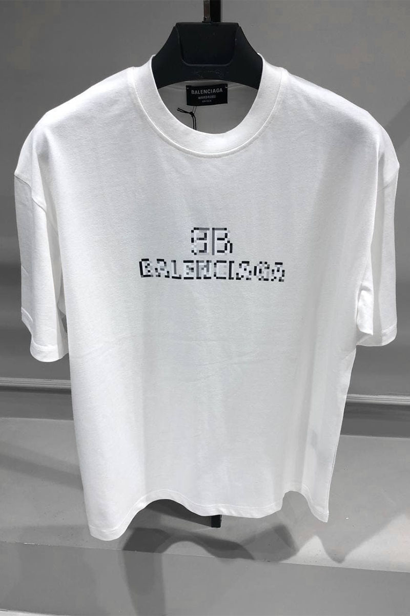 Balenciaga Белая оверсайз футболка Pixel Logo