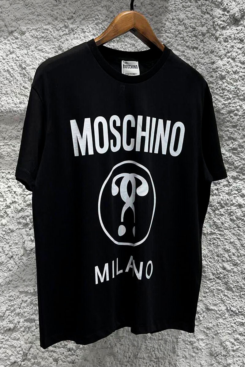Moschino Чёрная оверсайз футболка Double Question Mark Logo