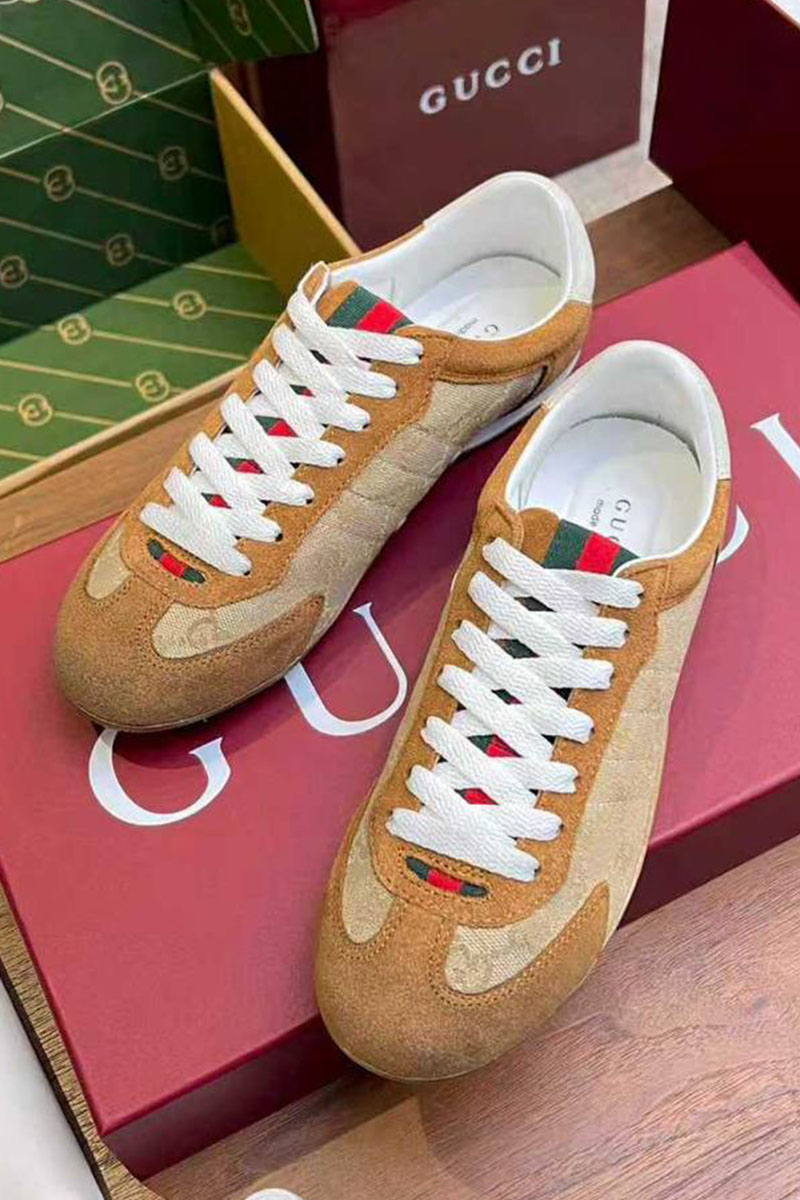 Gucci Женские кожаные кроссовки GG Shift premium