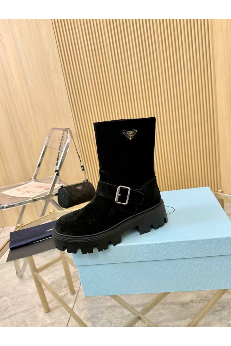 Prada Женские замшевые сапоги Suede premium