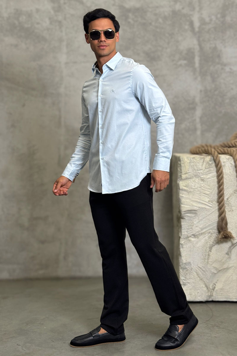 Burberry Мужская рубашка logo-embroidered - Blue 