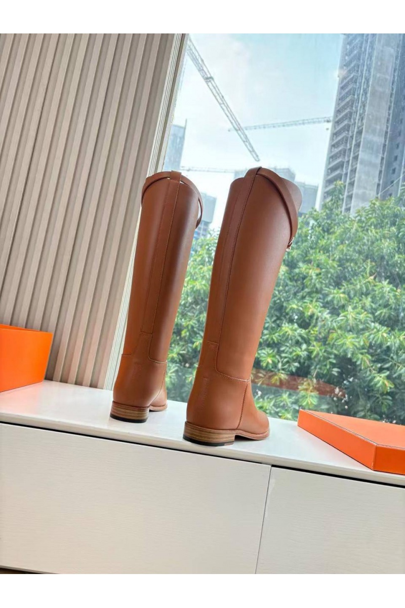 Hermes Женские кожаные сапоги Jumping Boot premum