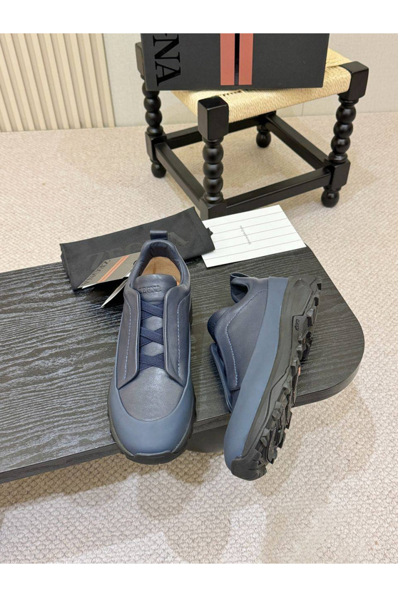 Zegna Кожаные кроссовки Triple Stitch Monte - Blue