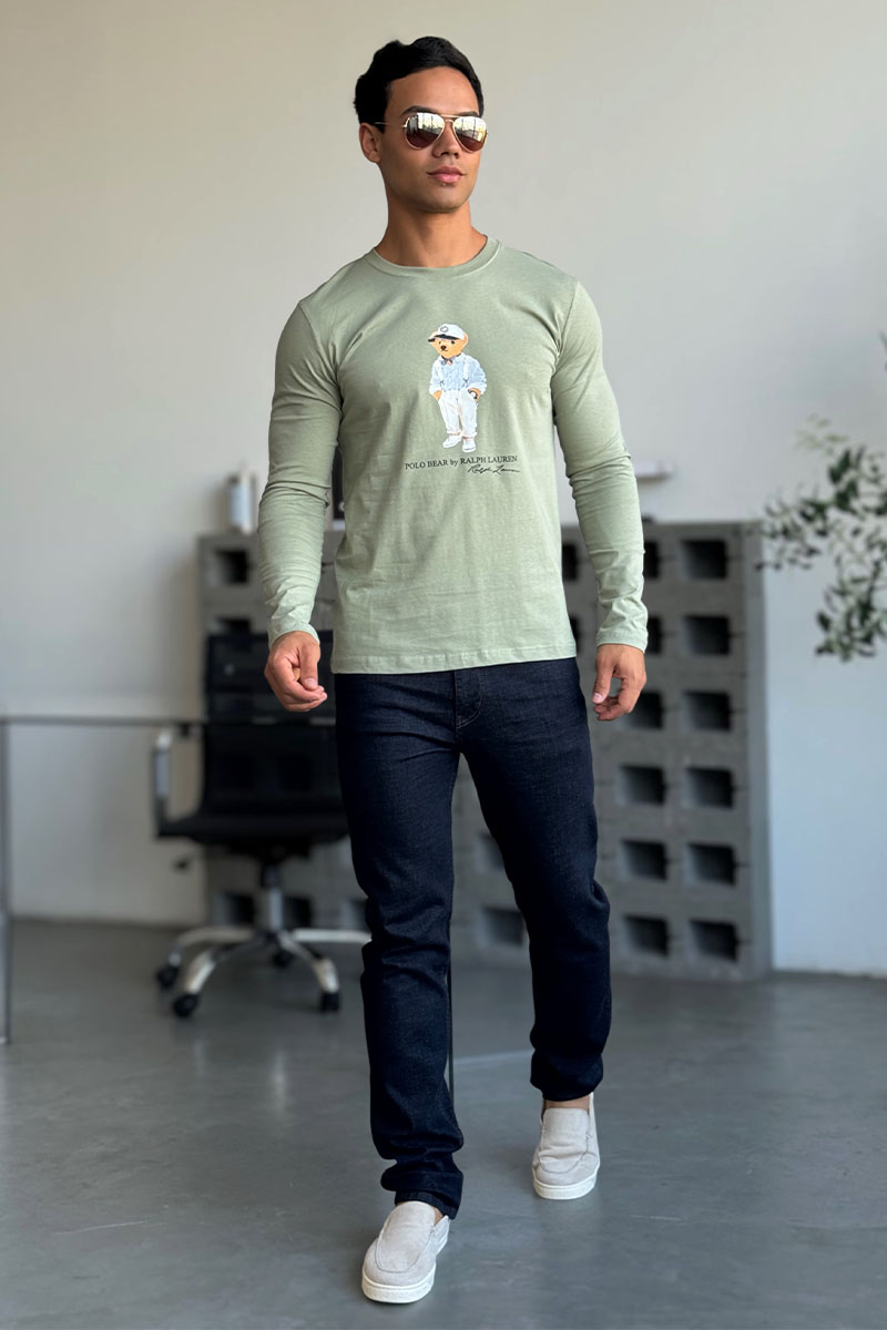 Polo Ralph Lauren Мужской лонгслив "Bear" - Light Green