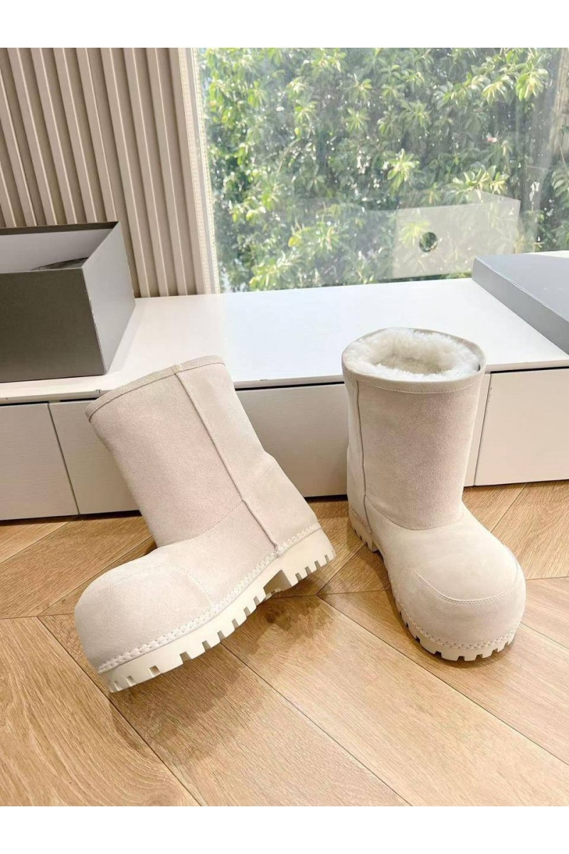 Balenciaga Женские ботинки Alaska Fur Bootie premium - White