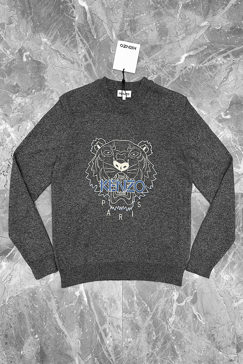 Kenzo Серый свитер Tiger logo-embroidered