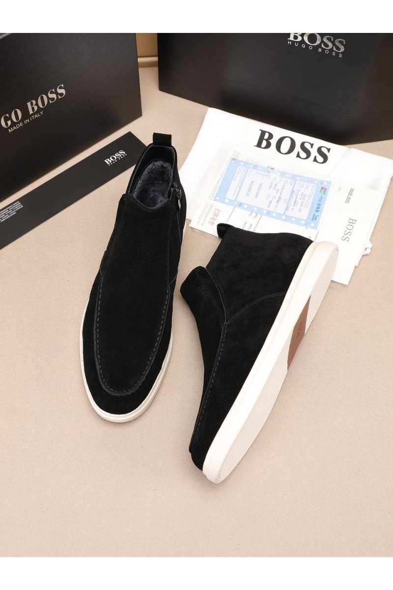 Hugо Воss Замшевые лоферы с мехом high-top - Black