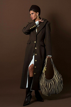 Женское коричневое пальто 