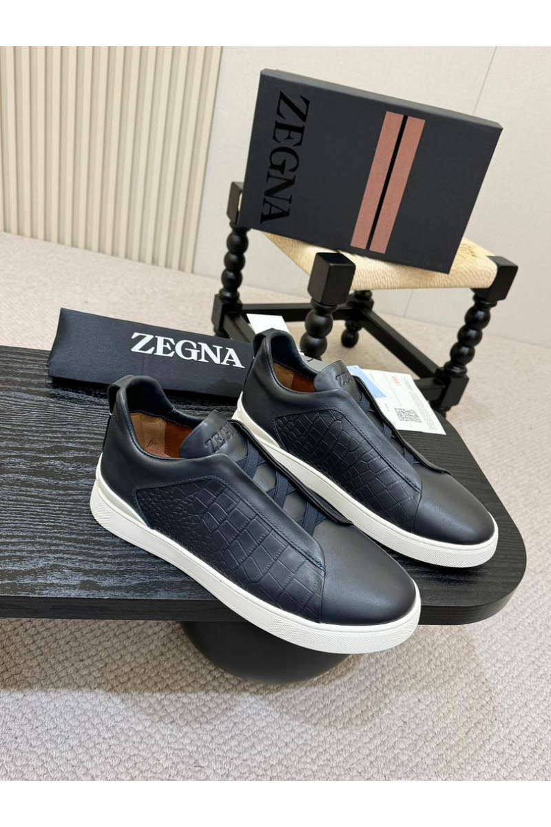 Zegna Мужские кроссовки Triple Stitch Alligator - Grey