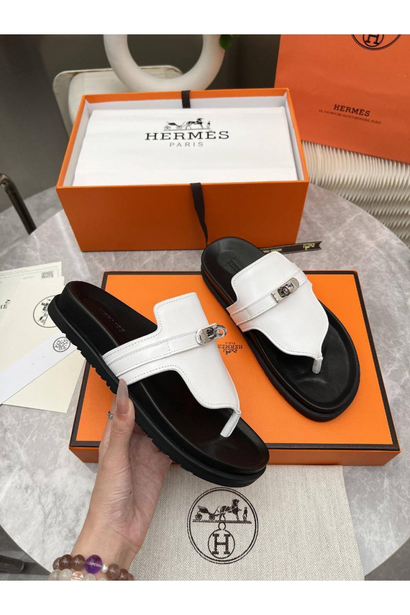 Hermes Женские кожаные шлёпанцы Empire premium