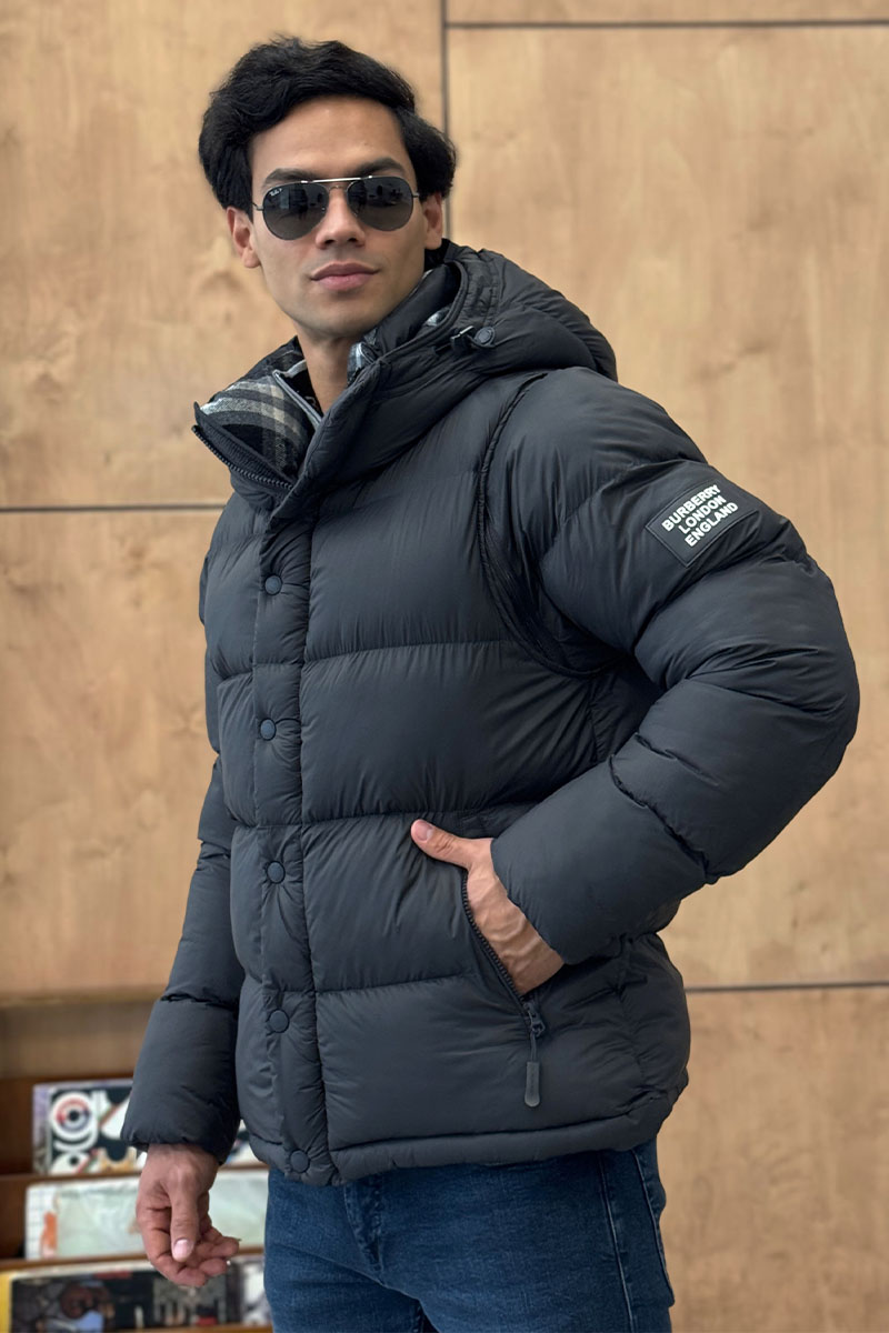 Burberry Серая куртка со съёмными рукавами Lockwell logo-patch