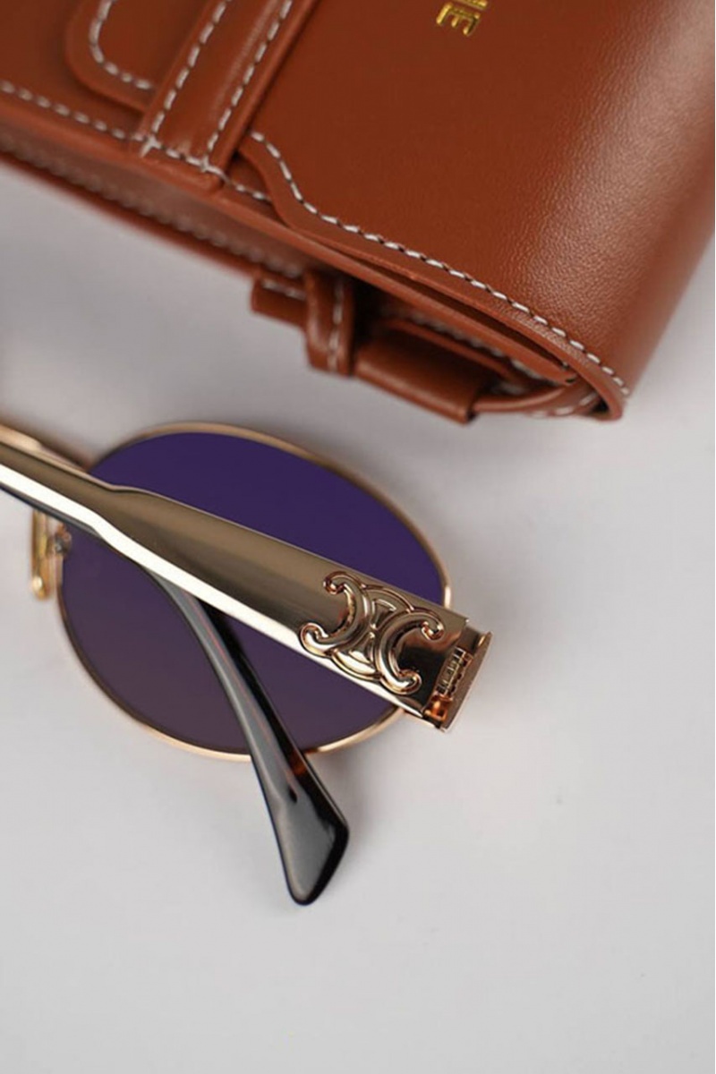 Celine Солнцезащитные очки Triomphe - Brown / Blue / Gold 