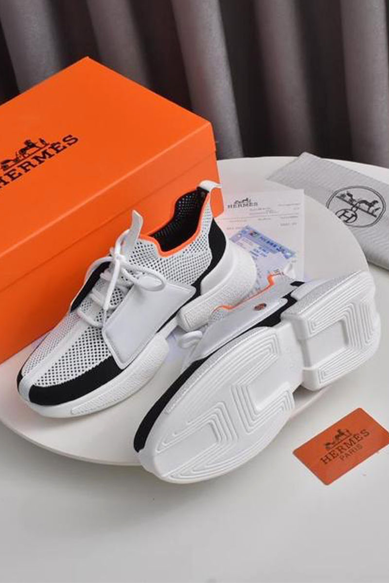 Hermes Мужские текстильные кроссовки Expert - White