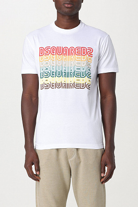 Мужская белая футболка Rainbow logo-print
