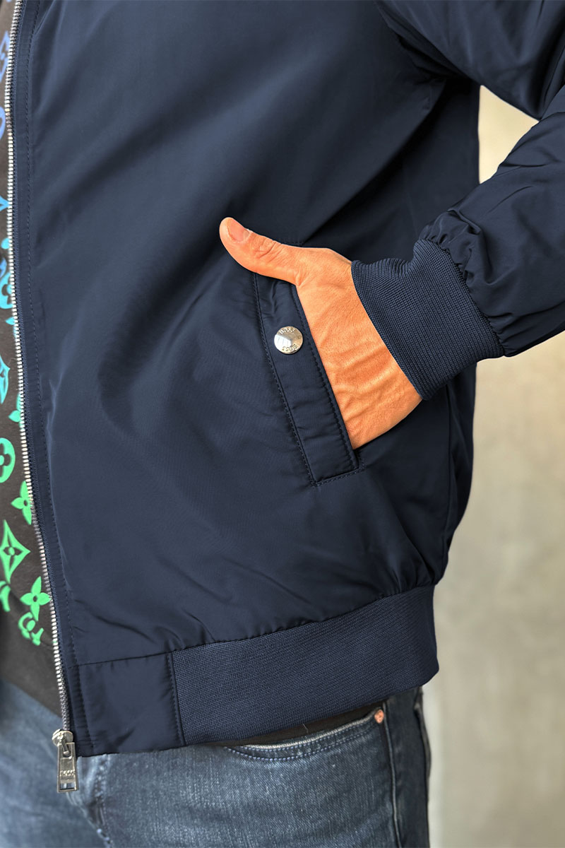 Hugо Воss Мужская тёмно-синяя ветровка logo-patch