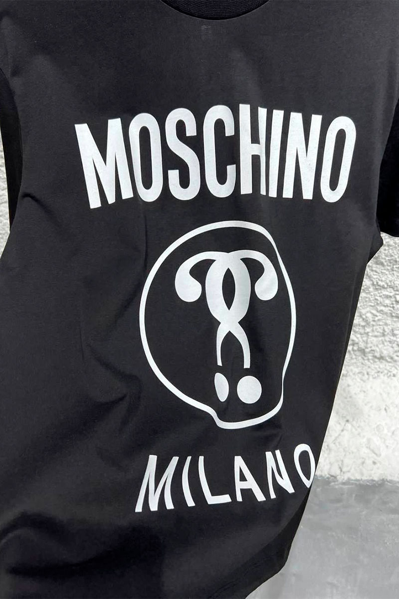 Moschino Чёрная оверсайз футболка Double Question Mark Logo