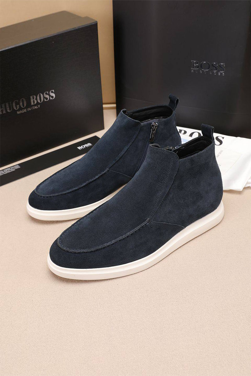 Hugо Воss Замшевые лоферы с мехом high-top - Navy