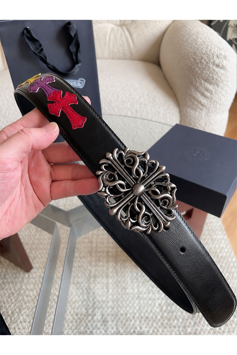 Chrome Hearts Кожаный ремень Cross Patch Cemetery premium