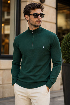 Мужская кофта half-zip - Green