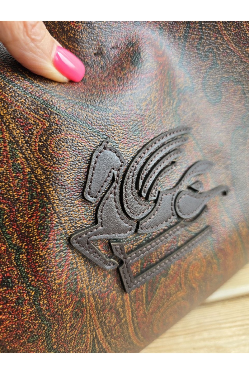 Etro Кожаная сумка с узором пейсли 38x23 см